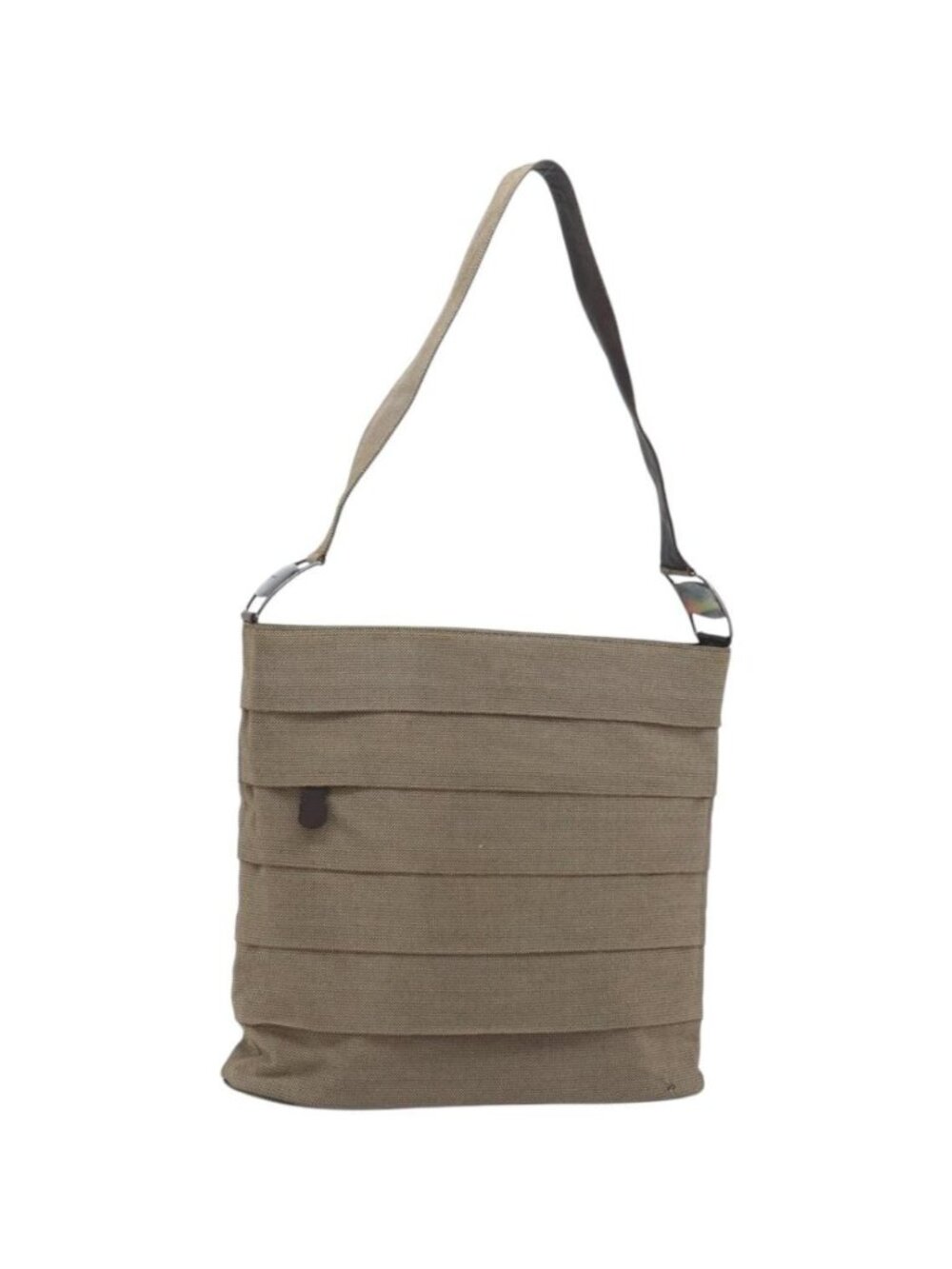 Salvatore Ferragamo Shoulder Bag Canvas Beige Silver